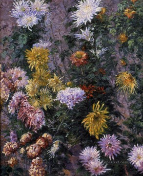  Chrysanthemums Painting - White and Yellow Chrysanthemums Garden at Petit Gennevilliers Gustave Caillebotte